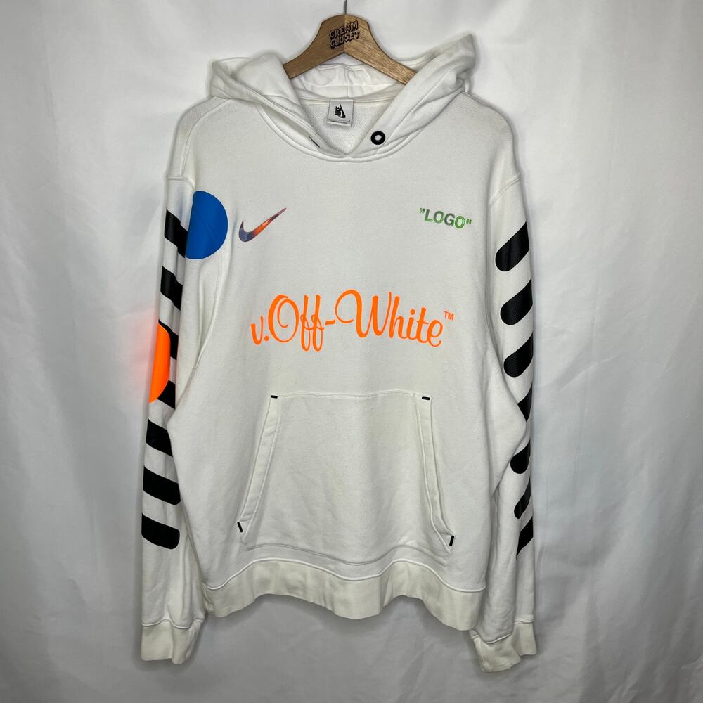 Off-White c/o Virgil Abloh Nike Air Lab Mercurial NRG "LOGO" Hoodie in White L